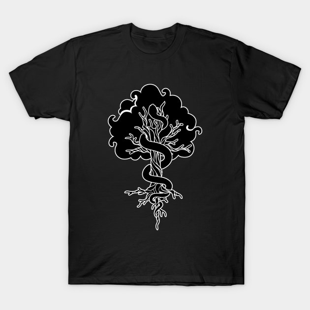 Tree And Snake T-Shirt by Dark Night Designs